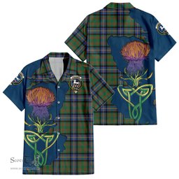 Scottish Cochrane Ancient Clan Tartan Crest with Thistle and Scotland Map Tartan Plaid Shirt Scottish Plaid Tartan Plaid - ScotsTee - scotstee.com
