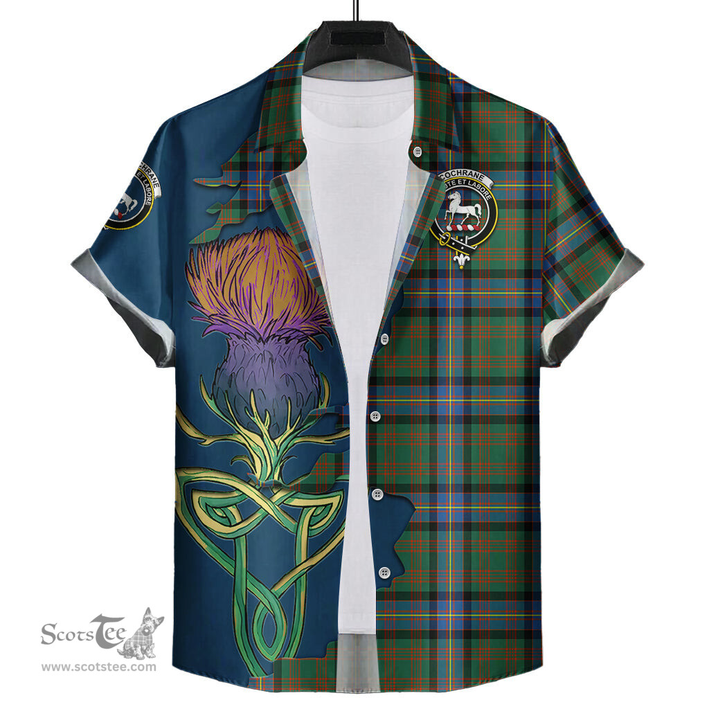 Scottish Cochrane Ancient Clan Tartan Crest with Thistle and Scotland Map Tartan Plaid Shirt Scottish Plaid Tartan Plaid - ScotsTee - scotstee.com