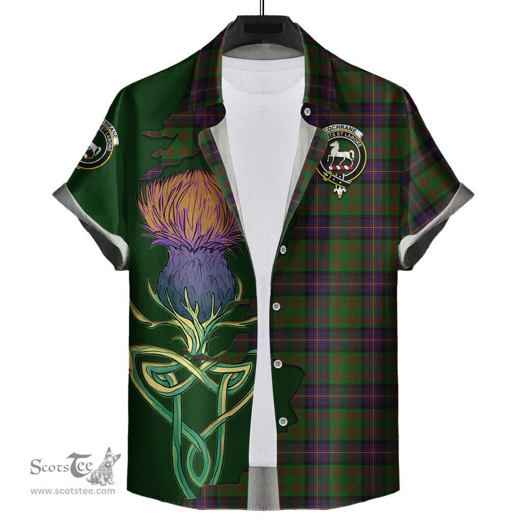 Scottish Cochrane Clan Tartan Crest with Thistle and Scotland Map Tartan Plaid Shirt Scottish Plaid Tartan Plaid - ScotsTee - scotstee.com