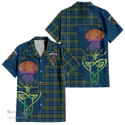 Scottish Colquhoun Ancient Clan Tartan Crest with Thistle and Scotland Map Tartan Plaid Shirt Scottish Plaid Tartan Plaid - ScotsTee - scotstee.com