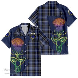 Scottish Clark (Lion) Clan Tartan Crest with Thistle and Scotland Map Tartan Plaid Shirt Scottish Plaid Tartan Plaid - ScotsTee - scotstee.com