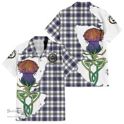 Scottish Hannay Modern Clan Tartan Crest with Thistle and Scotland Map Tartan Plaid Shirt Scottish Plaid Tartan Plaid - ScotsTee - scotstee.com