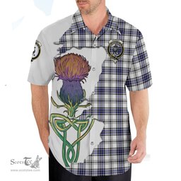 Scottish Hannay Modern Clan Tartan Crest with Thistle and Scotland Map Tartan Plaid Shirt Scottish Plaid Tartan Plaid - ScotsTee - scotstee.com