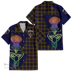 Scottish Clelland Modern Clan Tartan Crest with Thistle and Scotland Map Tartan Plaid Shirt Scottish Plaid Tartan Plaid - ScotsTee - scotstee.com
