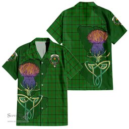 Scottish Don Clan Tartan Crest with Thistle and Scotland Map Tartan Plaid Shirt Scottish Plaid Tartan Plaid - ScotsTee - scotstee.com
