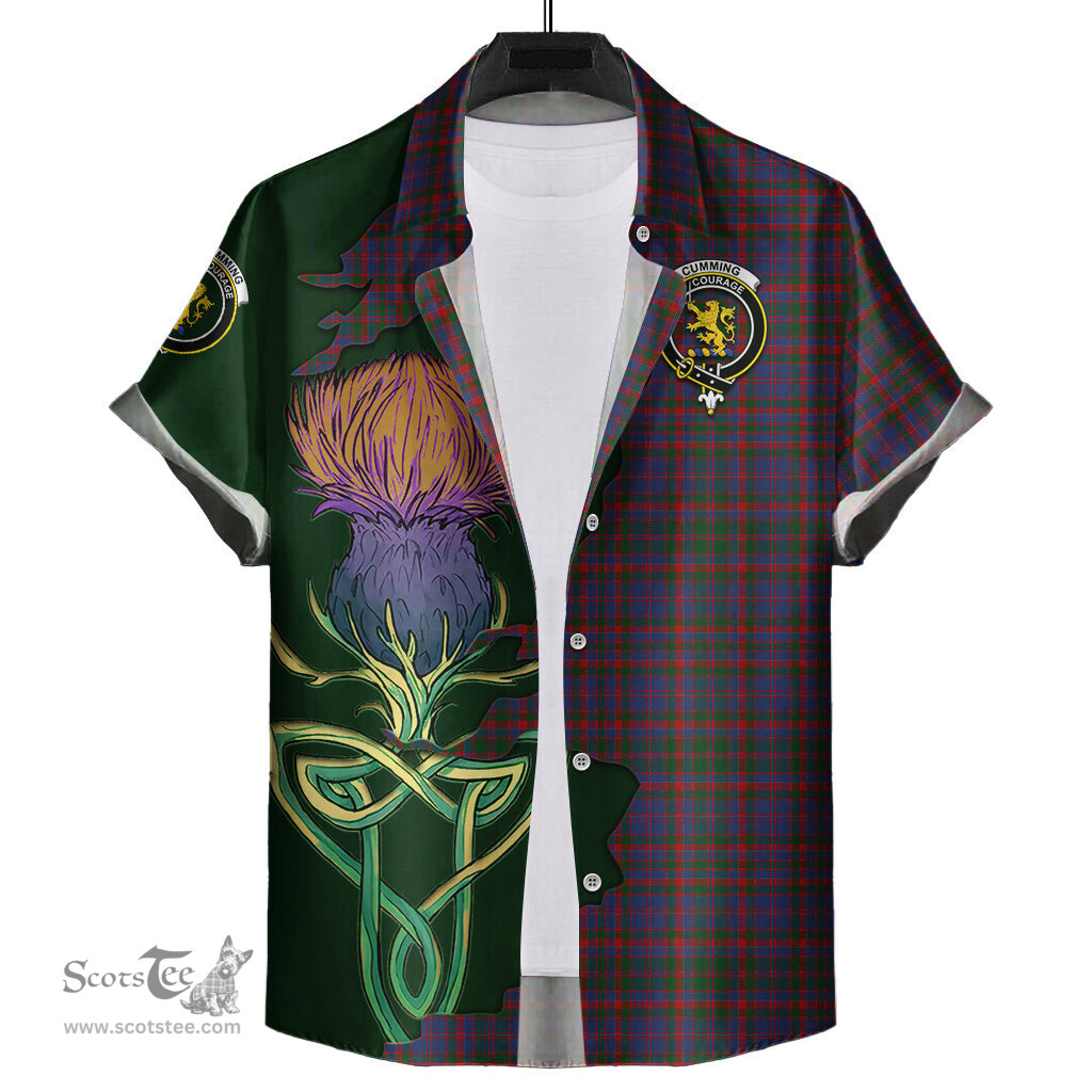 Scottish Cumming Clan Tartan Crest with Thistle and Scotland Map Tartan Plaid Shirt Scottish Plaid Tartan Plaid - ScotsTee - scotstee.com