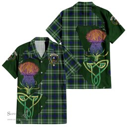 Scottish Haliburton Clan Tartan Crest with Thistle and Scotland Map Tartan Plaid Shirt Scottish Plaid Tartan Plaid - ScotsTee - scotstee.com