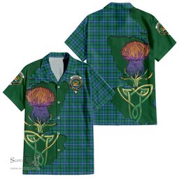 Scottish Douglas Ancient Clan Tartan Crest with Thistle and Scotland Map Tartan Plaid Shirt Scottish Plaid Tartan Plaid - ScotsTee - scotstee.com