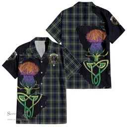 Scottish Davidson of Tulloch Dress Clan Tartan Crest with Thistle and Scotland Map Tartan Plaid Shirt Scottish Plaid Tartan Plaid - ScotsTee - scotstee.com