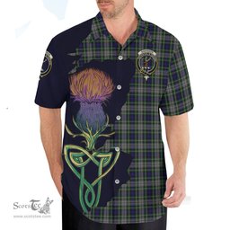 Scottish Davidson of Tulloch Dress Clan Tartan Crest with Thistle and Scotland Map Tartan Plaid Shirt Scottish Plaid Tartan Plaid - ScotsTee - scotstee.com