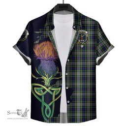 Scottish Davidson of Tulloch Dress Clan Tartan Crest with Thistle and Scotland Map Tartan Plaid Shirt Scottish Plaid Tartan Plaid - ScotsTee - scotstee.com