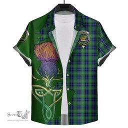 Scottish Douglas Clan Tartan Crest with Thistle and Scotland Map Tartan Plaid Shirt Scottish Plaid Tartan Plaid - ScotsTee - scotstee.com