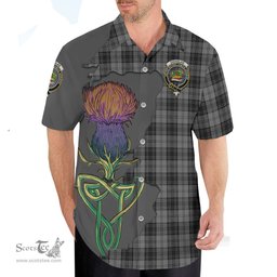 Scottish Douglas Grey Clan Tartan Crest with Thistle and Scotland Map Tartan Plaid Shirt Scottish Plaid Tartan Plaid - ScotsTee - scotstee.com