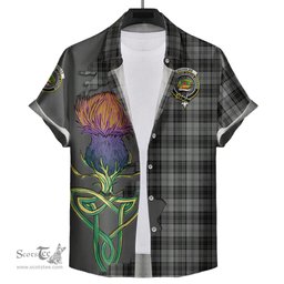 Scottish Douglas Grey Clan Tartan Crest with Thistle and Scotland Map Tartan Plaid Shirt Scottish Plaid Tartan Plaid - ScotsTee - scotstee.com