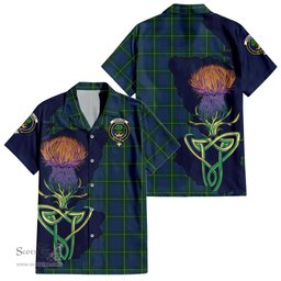 Scottish Hamilton Hunting Clan Tartan Crest with Thistle and Scotland Map Tartan Plaid Shirt Scottish Plaid Tartan Plaid - ScotsTee - scotstee.com