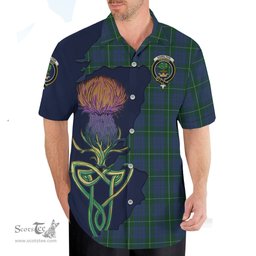Scottish Hamilton Hunting Clan Tartan Crest with Thistle and Scotland Map Tartan Plaid Shirt Scottish Plaid Tartan Plaid - ScotsTee - scotstee.com