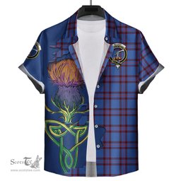 Scottish Elliot Modern Clan Tartan Crest with Thistle and Scotland Map Tartan Plaid Shirt Scottish Plaid Tartan Plaid - ScotsTee - scotstee.com