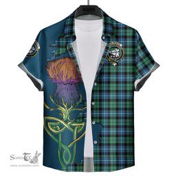 Scottish Galbraith Ancient Clan Tartan Crest with Thistle and Scotland Map Tartan Plaid Shirt Scottish Plaid Tartan Plaid - ScotsTee - scotstee.com