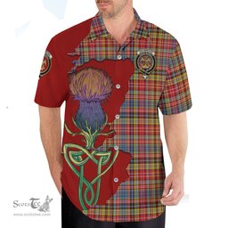 Scottish Drummond of Strathallan Modern Clan Tartan Crest with Thistle and Scotland Map Tartan Plaid Shirt Scottish Plaid Tartan Plaid - ScotsTee - scotstee.com