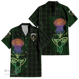 Scottish Gunn Logan Clan Tartan Crest with Thistle and Scotland Map Tartan Plaid Shirt Scottish Plaid Tartan Plaid - ScotsTee - scotstee.com