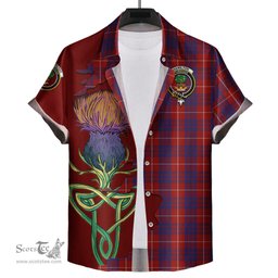 Scottish Hamilton Clan Tartan Crest with Thistle and Scotland Map Tartan Plaid Shirt Scottish Plaid Tartan Plaid - ScotsTee - scotstee.com