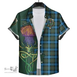 Scottish Fergusson Ancient Clan Tartan Crest with Thistle and Scotland Map Tartan Plaid Shirt Scottish Plaid Tartan Plaid - ScotsTee - scotstee.com