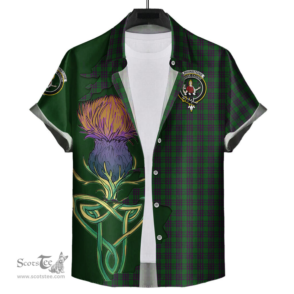 Scottish Elphinstone Clan Tartan Crest with Thistle and Scotland Map Tartan Plaid Shirt Scottish Plaid Tartan Plaid - ScotsTee - scotstee.com