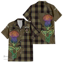 Scottish Dunlop Hunting Clan Tartan Crest with Thistle and Scotland Map Tartan Plaid Shirt Scottish Plaid Tartan Plaid - ScotsTee - scotstee.com