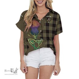 Scottish Dunlop Hunting Clan Tartan Crest with Thistle and Scotland Map Tartan Plaid Shirt Scottish Plaid Tartan Plaid - ScotsTee - scotstee.com