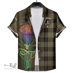 Scottish Dunlop Hunting Clan Tartan Crest with Thistle and Scotland Map Tartan Plaid Shirt Scottish Plaid Tartan Plaid - ScotsTee - scotstee.com