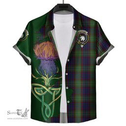 Scottish Cunningham Hunting Clan Tartan Crest with Thistle and Scotland Map Tartan Plaid Shirt Scottish Plaid Tartan Plaid - ScotsTee - scotstee.com