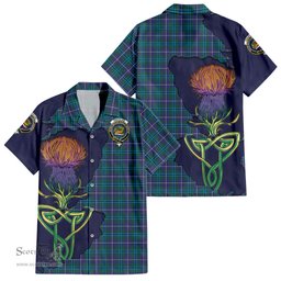 Scottish Douglas Modern Clan Tartan Crest with Thistle and Scotland Map Tartan Plaid Shirt Scottish Plaid Tartan Plaid - ScotsTee - scotstee.com