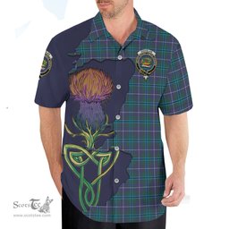 Scottish Douglas Modern Clan Tartan Crest with Thistle and Scotland Map Tartan Plaid Shirt Scottish Plaid Tartan Plaid - ScotsTee - scotstee.com