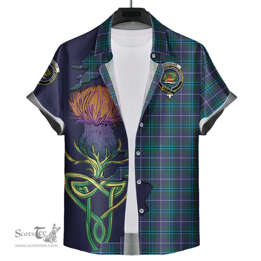 Scottish Douglas Modern Clan Tartan Crest with Thistle and Scotland Map Tartan Plaid Shirt Scottish Plaid Tartan Plaid - ScotsTee - scotstee.com