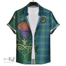 Scottish Hamilton Hunting Ancient Clan Tartan Crest with Thistle and Scotland Map Tartan Plaid Shirt Scottish Plaid Tartan Plaid - ScotsTee - scotstee.com