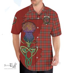 Scottish Fraser Weathered Clan Tartan Crest with Thistle and Scotland Map Tartan Plaid Shirt Scottish Plaid Tartan Plaid - ScotsTee - scotstee.com