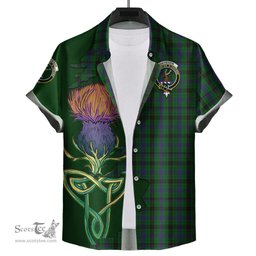 Scottish Davidson Clan Tartan Crest with Thistle and Scotland Map Tartan Plaid Shirt Scottish Plaid Tartan Plaid - ScotsTee - scotstee.com