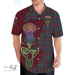 Scottish Gordon Red Clan Tartan Crest with Thistle and Scotland Map Tartan Plaid Shirt Scottish Plaid Tartan Plaid - ScotsTee - scotstee.com