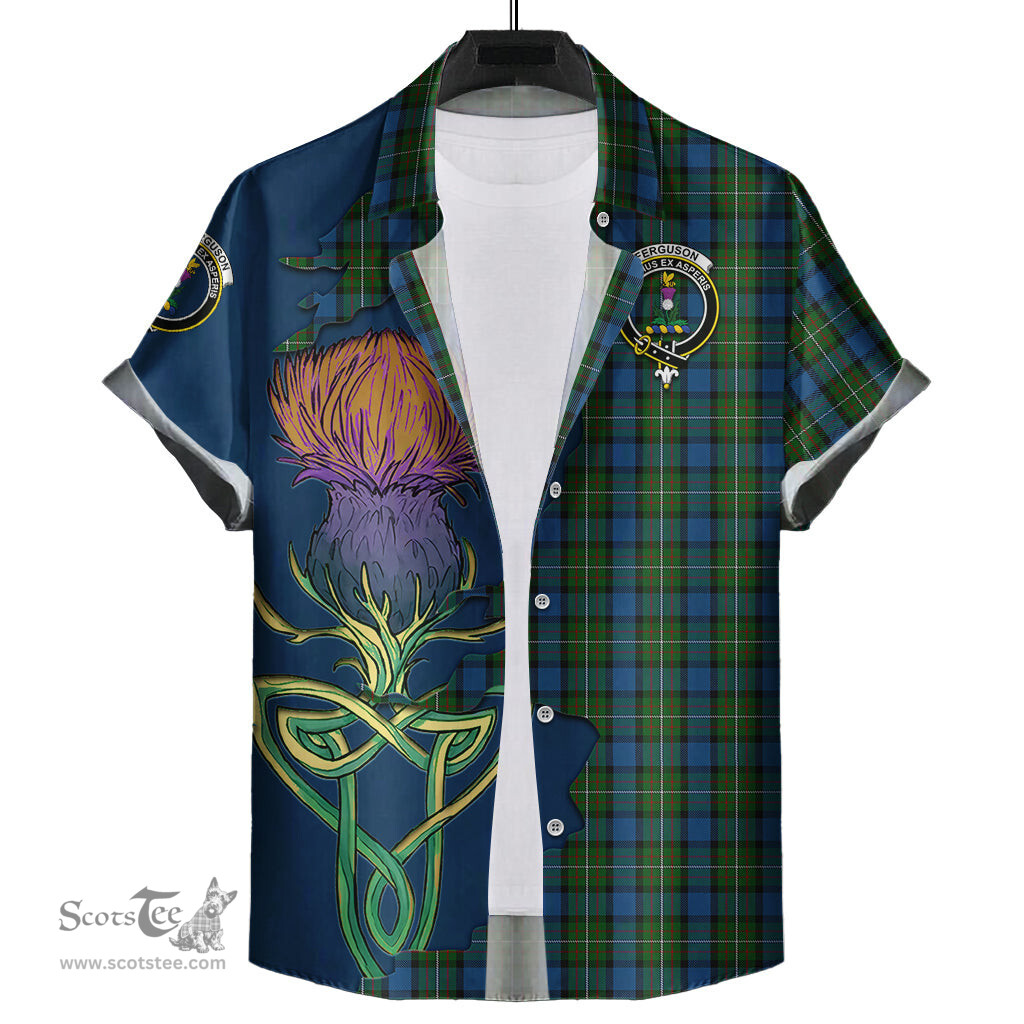 Scottish Ferguson of Atholl Clan Tartan Crest with Thistle and Scotland Map Tartan Plaid Shirt Scottish Plaid Tartan Plaid - ScotsTee - scotstee.com