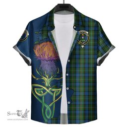 Scottish Ferguson of Atholl Clan Tartan Crest with Thistle and Scotland Map Tartan Plaid Shirt Scottish Plaid Tartan Plaid - ScotsTee - scotstee.com