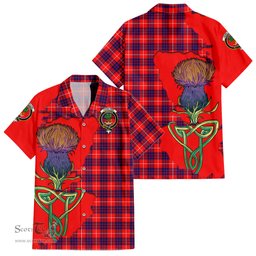 Scottish Hamilton Modern Clan Tartan Crest with Thistle and Scotland Map Tartan Plaid Shirt Scottish Plaid Tartan Plaid - ScotsTee - scotstee.com