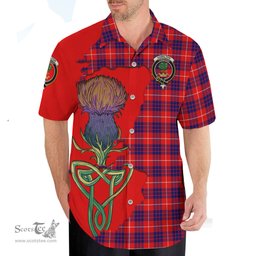 Scottish Hamilton Modern Clan Tartan Crest with Thistle and Scotland Map Tartan Plaid Shirt Scottish Plaid Tartan Plaid - ScotsTee - scotstee.com