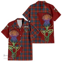 Scottish Fraser Ancient Clan Tartan Crest with Thistle and Scotland Map Tartan Plaid Shirt Scottish Plaid Tartan Plaid - ScotsTee - scotstee.com