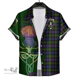 Scottish Fleming Clan Tartan Crest with Thistle and Scotland Map Tartan Plaid Shirt Scottish Plaid Tartan Plaid - ScotsTee - scotstee.com