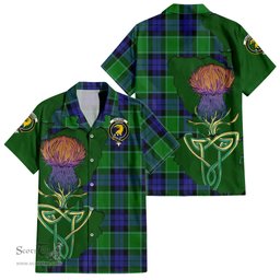 Scottish Haldane Clan Tartan Crest with Thistle and Scotland Map Tartan Plaid Shirt Scottish Plaid Tartan Plaid - ScotsTee - scotstee.com