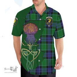 Scottish Haldane Clan Tartan Crest with Thistle and Scotland Map Tartan Plaid Shirt Scottish Plaid Tartan Plaid - ScotsTee - scotstee.com