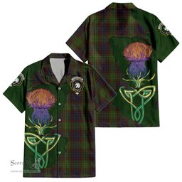 Scottish Cunningham Hunting Modern Clan Tartan Crest with Thistle and Scotland Map Tartan Plaid Shirt Scottish Plaid Tartan Plaid - ScotsTee - scotstee.com