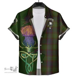 Scottish Cunningham Hunting Modern Clan Tartan Crest with Thistle and Scotland Map Tartan Plaid Shirt Scottish Plaid Tartan Plaid - ScotsTee - scotstee.com