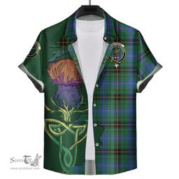Scottish Davidson Ancient Clan Tartan Crest with Thistle and Scotland Map Tartan Plaid Shirt Scottish Plaid Tartan Plaid - ScotsTee - scotstee.com
