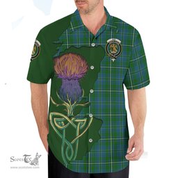 Scottish Hay Hunting Clan Tartan Crest with Thistle and Scotland Map Tartan Plaid Shirt Scottish Plaid Tartan Plaid - ScotsTee - scotstee.com
